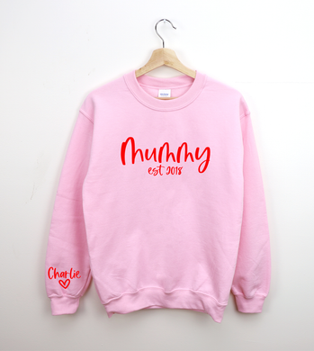 Mummy / Mama / Name with Names on Sleeve Jumper - PLUS SIZE
