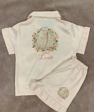 Personalised Rose Gold Floral Design Children's Satin Pj's
