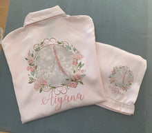 Personalised Rose Gold Floral Design Children's Satin Pj's