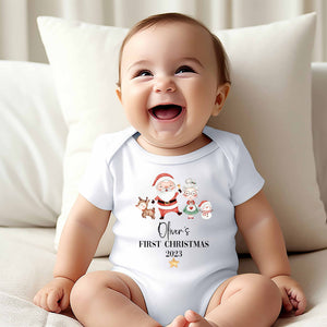 Baby’s First Christmas Babygrow - Santa & Mrs Santa Design