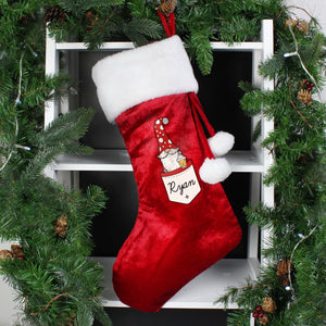 Personalised Gonk Family Red Christmas Stocking