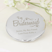 Personalised Bridesmaid Swirls & Hearts Compact Mirror - Ooh Darling