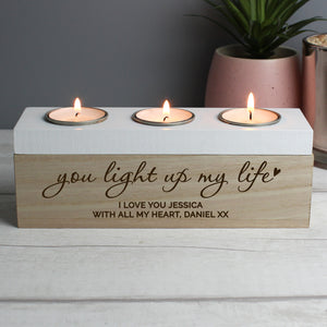 Personalised You Light Up My Life Triple Tea Light Box - Ooh Darling