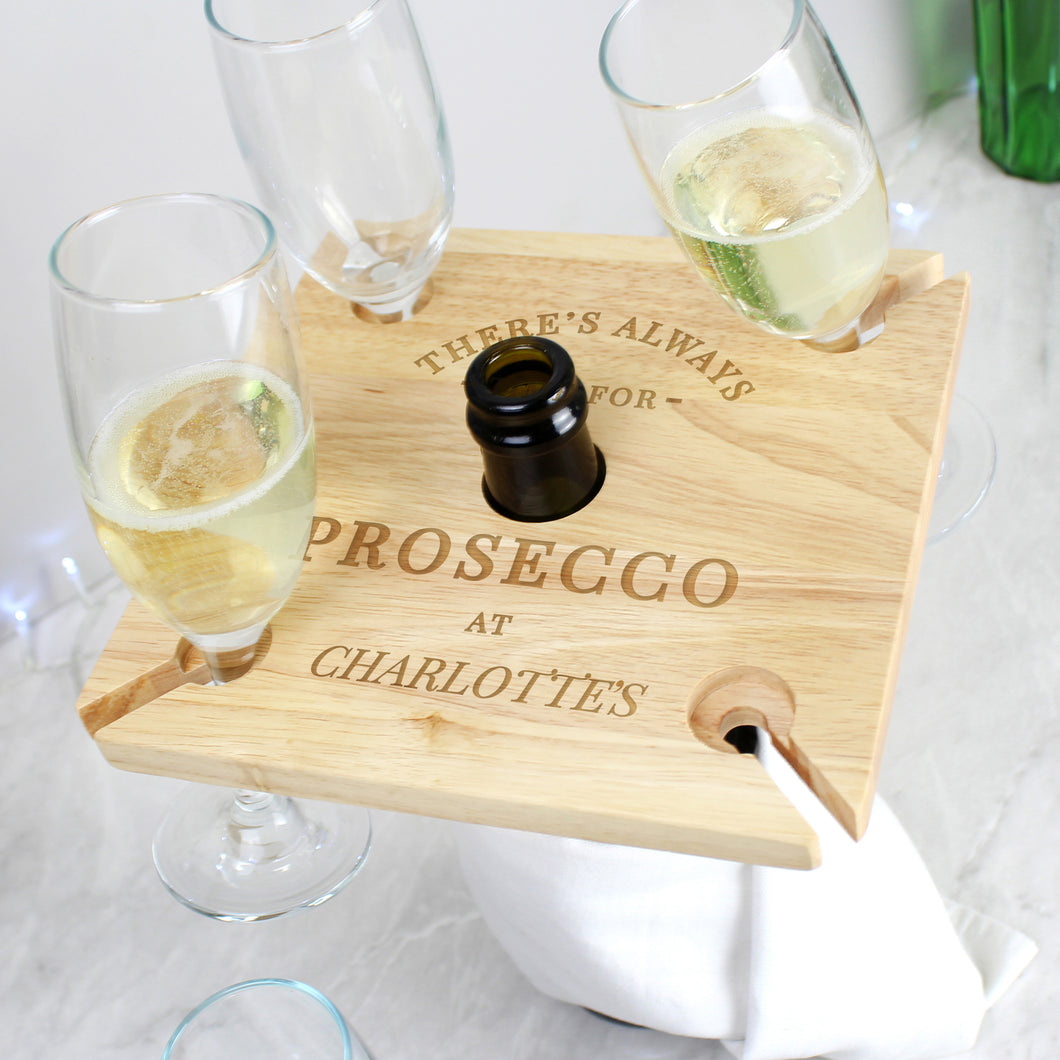 Personalised Prosecco Four Prosecco flute Holder & Bottle Butler