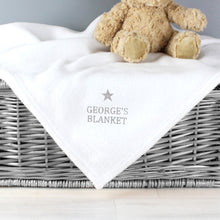 Personalised Silver Star White Baby Blanket - Ooh Darling