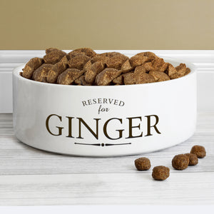 Personalised Reserved For 14cm Medium White Pet Bowl - Ooh Darling