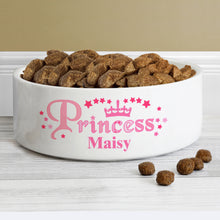 Personalised Princess 14cm Medium White Pet Bowl - Ooh Darling