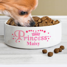 Personalised Princess 14cm Medium White Pet Bowl - Ooh Darling