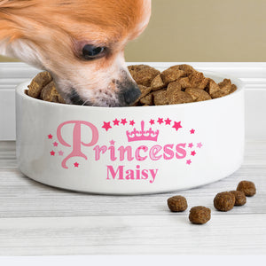 Personalised Princess 14cm Medium White Pet Bowl - Ooh Darling