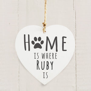 Personalised 'Home is Where' Pet Wooden Heart Decoration - Ooh Darling