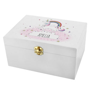 Personalised Unicorn White Wooden Keepsake Box - Ooh Darling