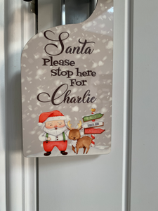 Personalised Santa Please stop here - Door Sign
