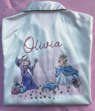 Personalised Cinderella themed Adults Satin Pj's
