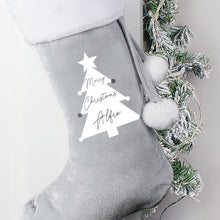 Personalised Christmas Tree Luxury Silver Grey Stocking - Ooh Darling