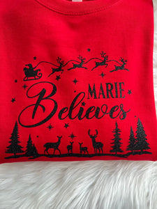 Children's Personalised 'Believes' Christmas Top