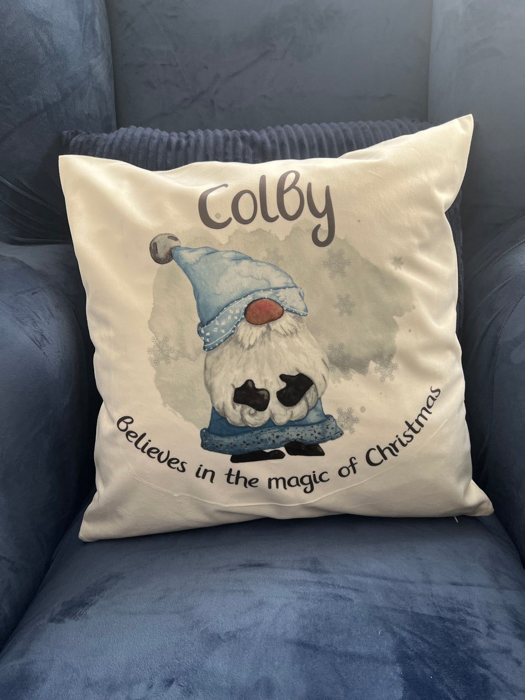 Blue Gnome Cushion