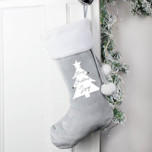 Personalised Christmas Tree Luxury Silver Grey Stocking - Ooh Darling