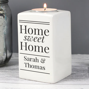 Personalised Home Sweet Home Ceramic Tea Light Candle Holder - Ooh Darling
