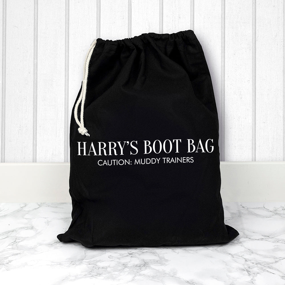PERSONALISED COTTON FOOTBALL BOOT BAG